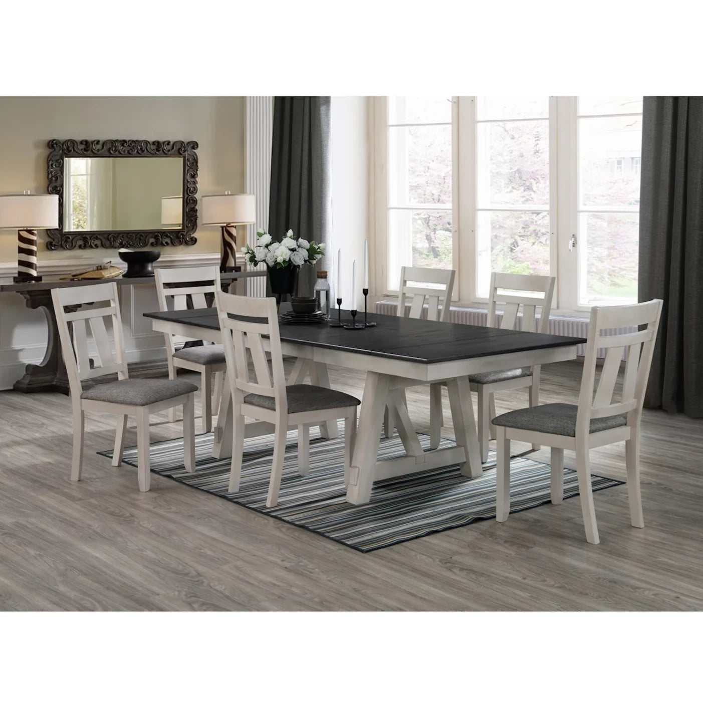 Maribelle Chalk & Gray Extendable Dining Room Sets - Ornate Home