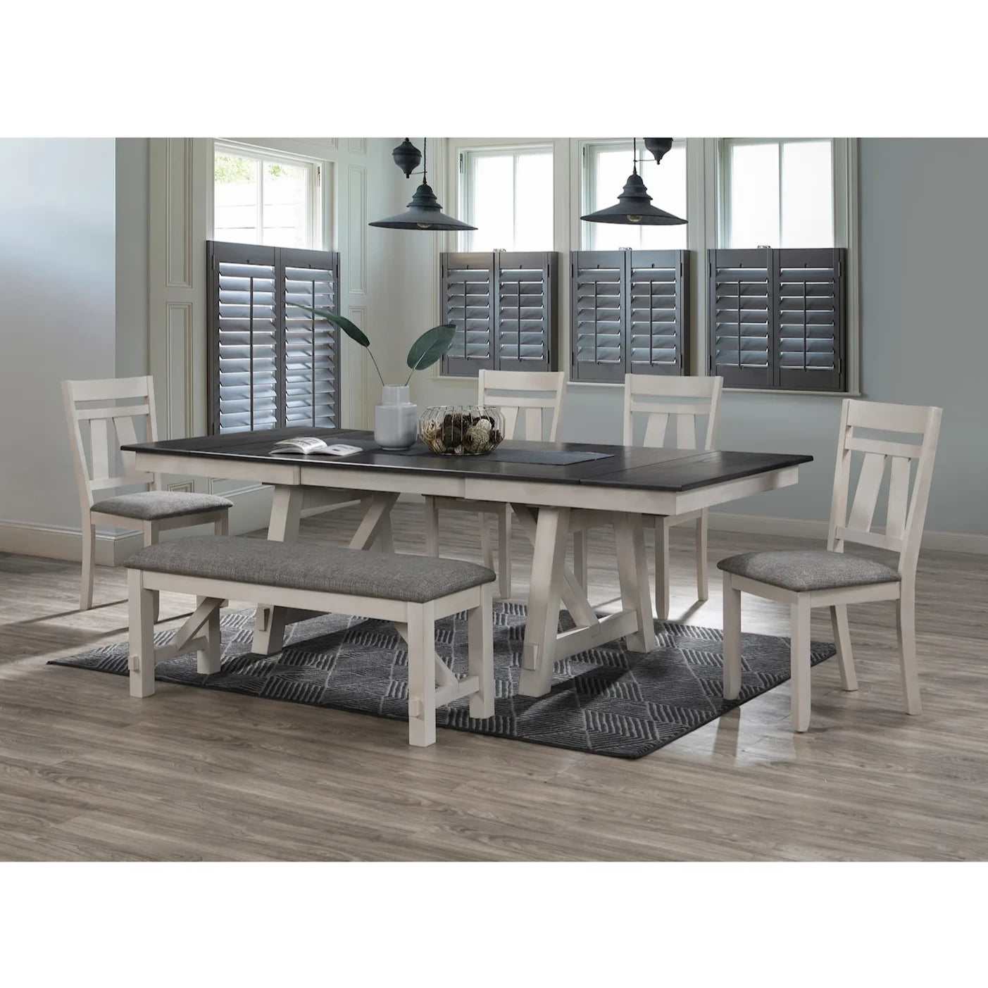 Maribelle Chalk & Gray Extendable Dining Room Sets - Ornate Home