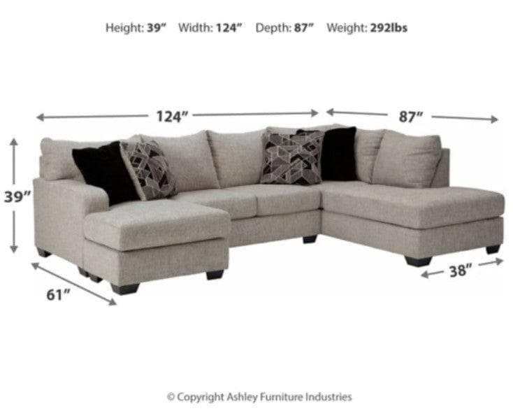 (Online Special Price) Megginson Storm Gray 2pc Double Chaise RAF Sectional Sofa - Ornate Home