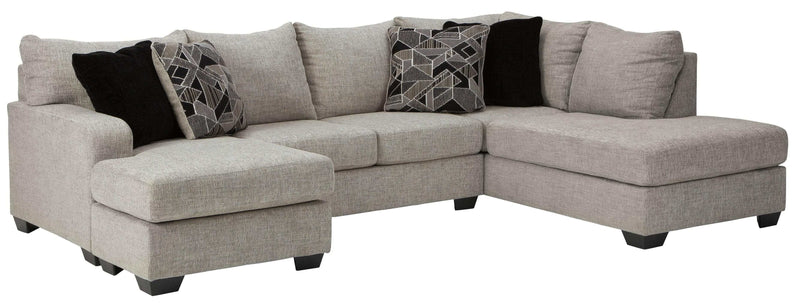 (Online Special Price) Megginson Storm Gray 2pc Double Chaise RAF Sectional Sofa - Ornate Home