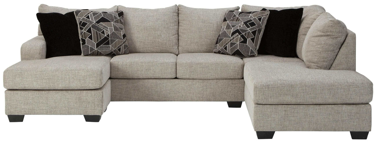 (Online Special Price) Megginson Storm Gray 2pc Double Chaise RAF Sectional Sofa - Ornate Home