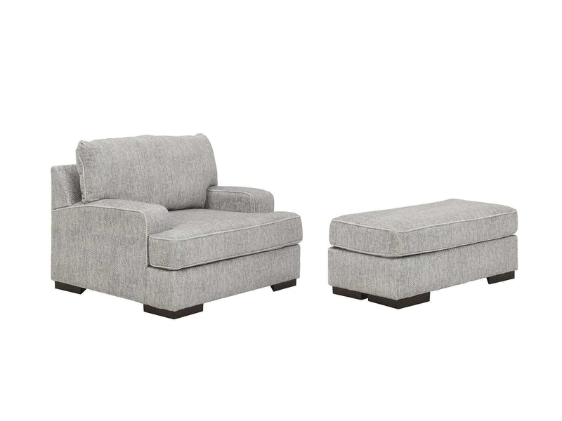 (Online Special Price) Mercado Pewter Oversized Chair & Ottoman / 2pc Set - Ornate Home