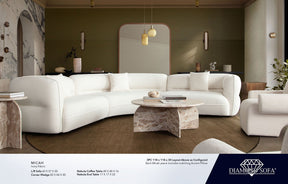 Micah Ivory Fabric 3-Pc Sectional - Ornate Home