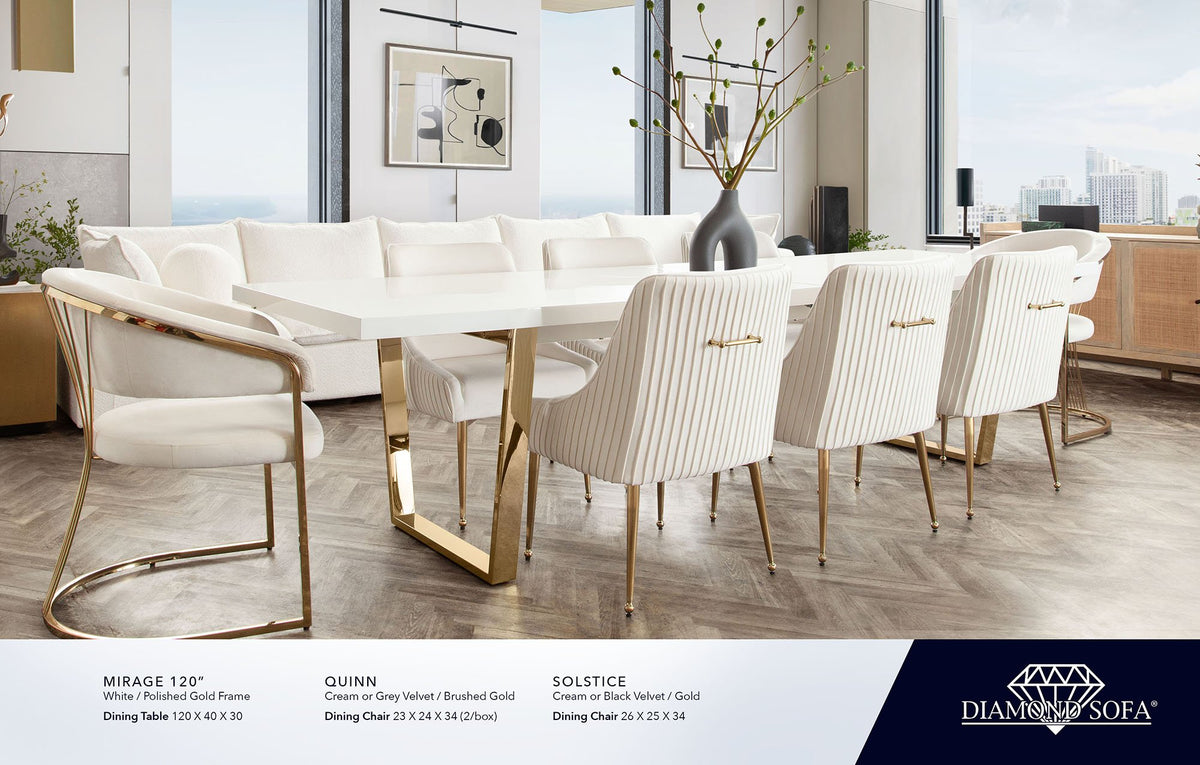 Mirage White 120" Lacquer Dining Table - Ornate Home