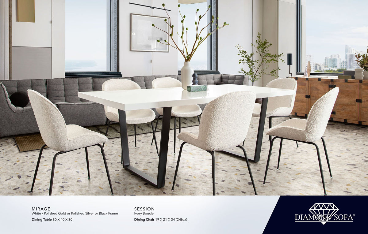 Mirage White/Black Dining Table - Ornate Home