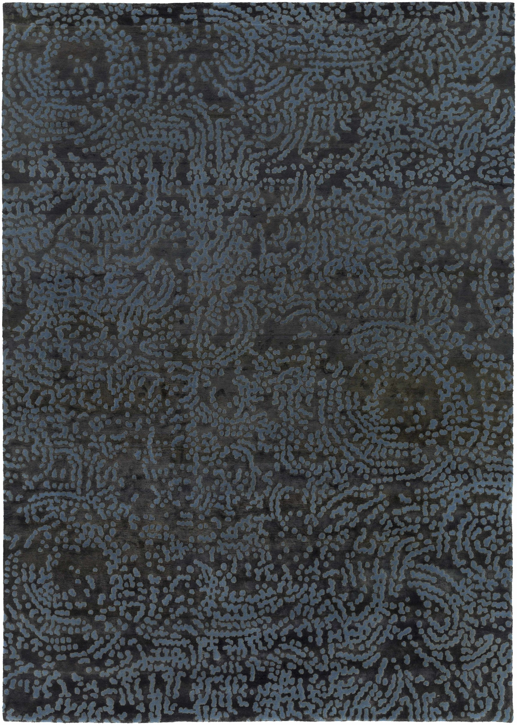 Pensacola Denim/Black Premium Wool&Viscose Rug - Clearance