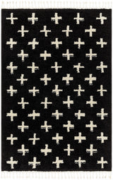 Anda White Cross on Black Plush Rug - Clearance