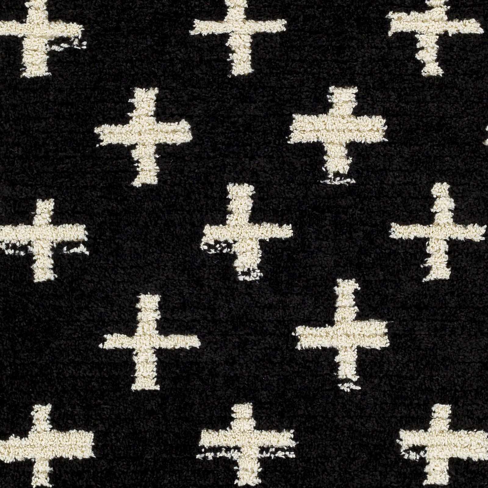 Anda White Cross on Black Plush Rug - Clearance