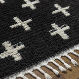 Anda White Cross on Black Plush Rug - Clearance