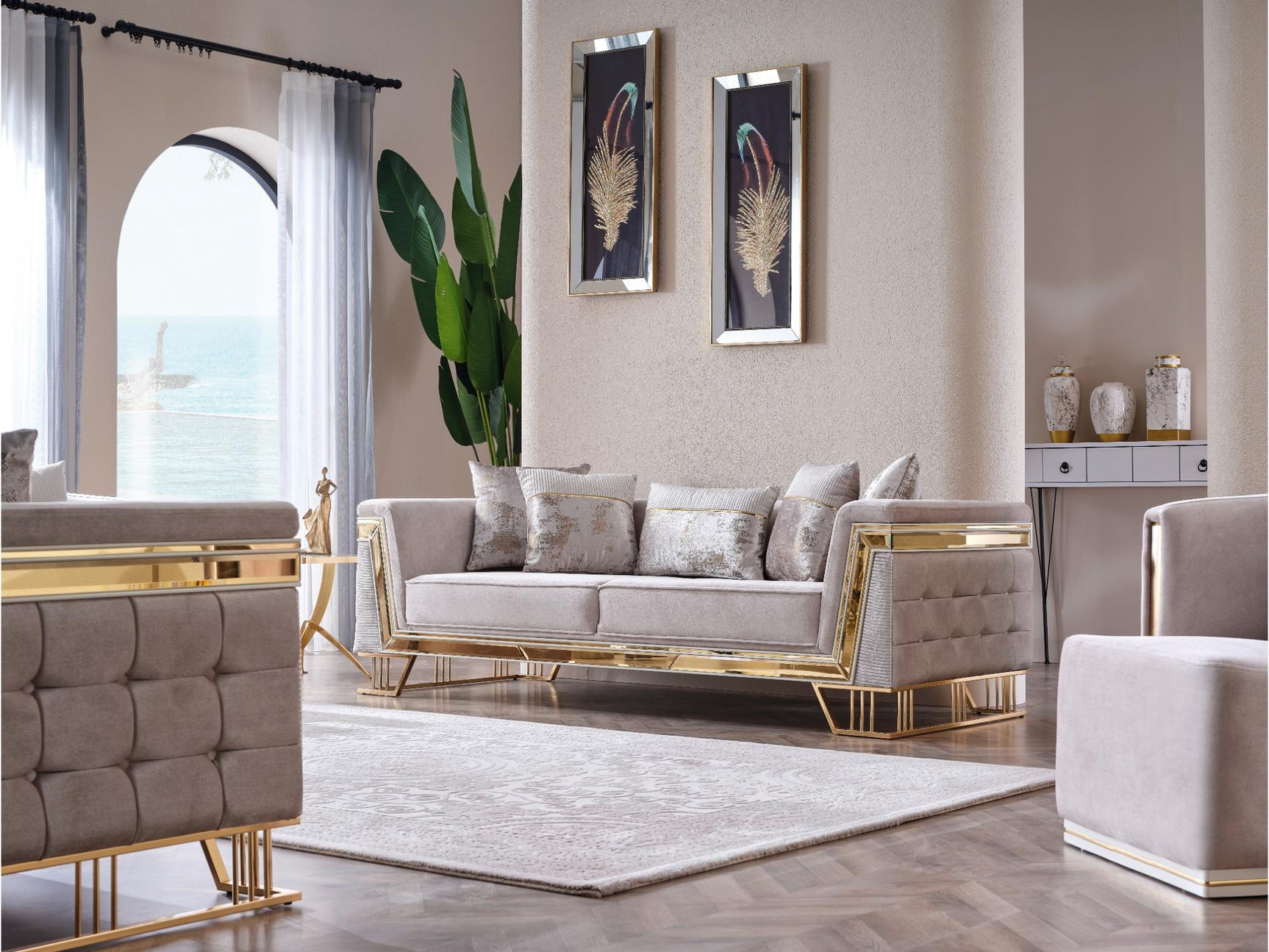 Munich Cream Stationary Sofa