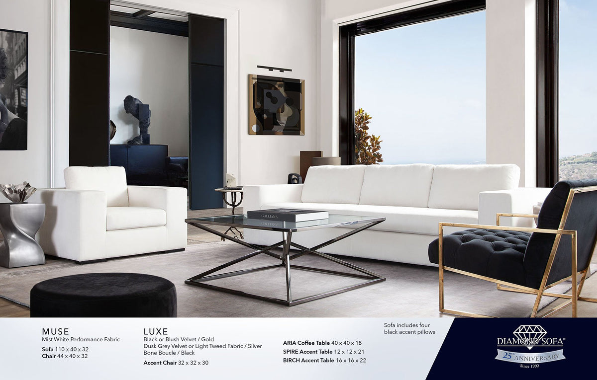 Muse Mist White Performance Fabric Sofa - Ornate Home