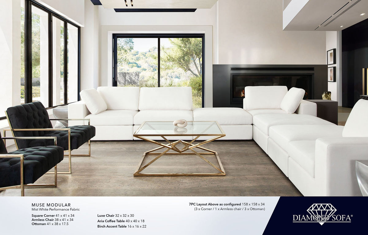 Muse White Performance Fabric Reversible 4-Pc Sectional - Ornate Home
