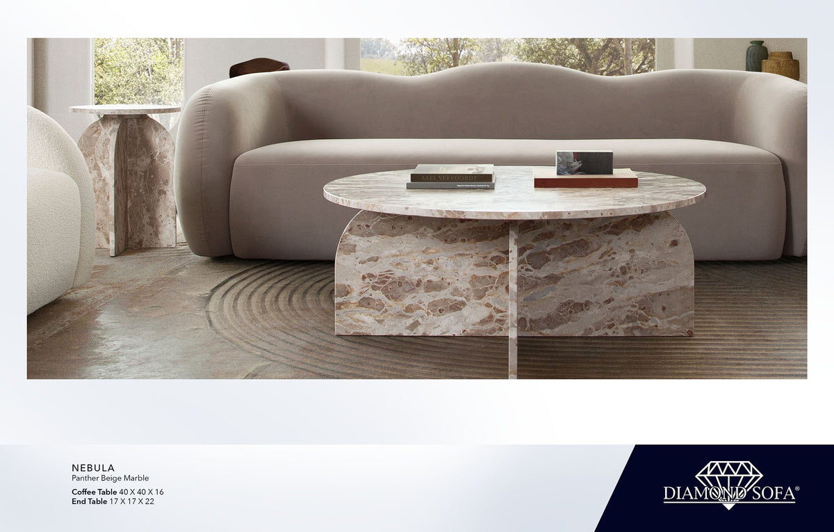 Nebula Panther Beige Marble Coffee Table - Ornate Home