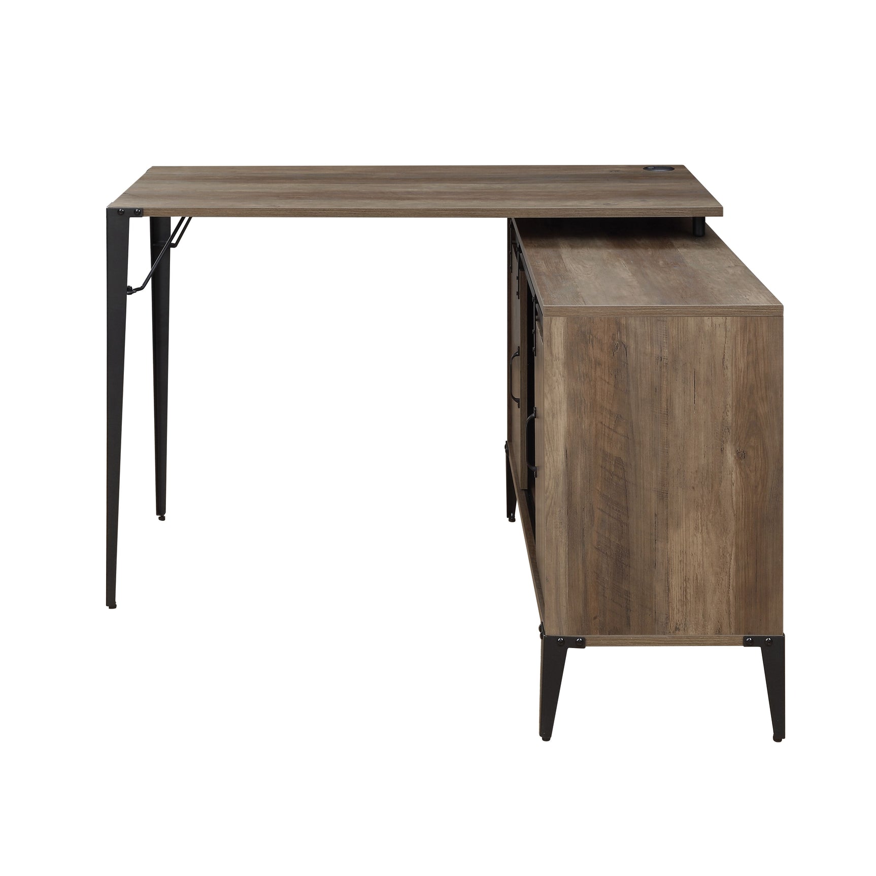 Zakwani Rustic Oak/Black Writing Desk w/ USB