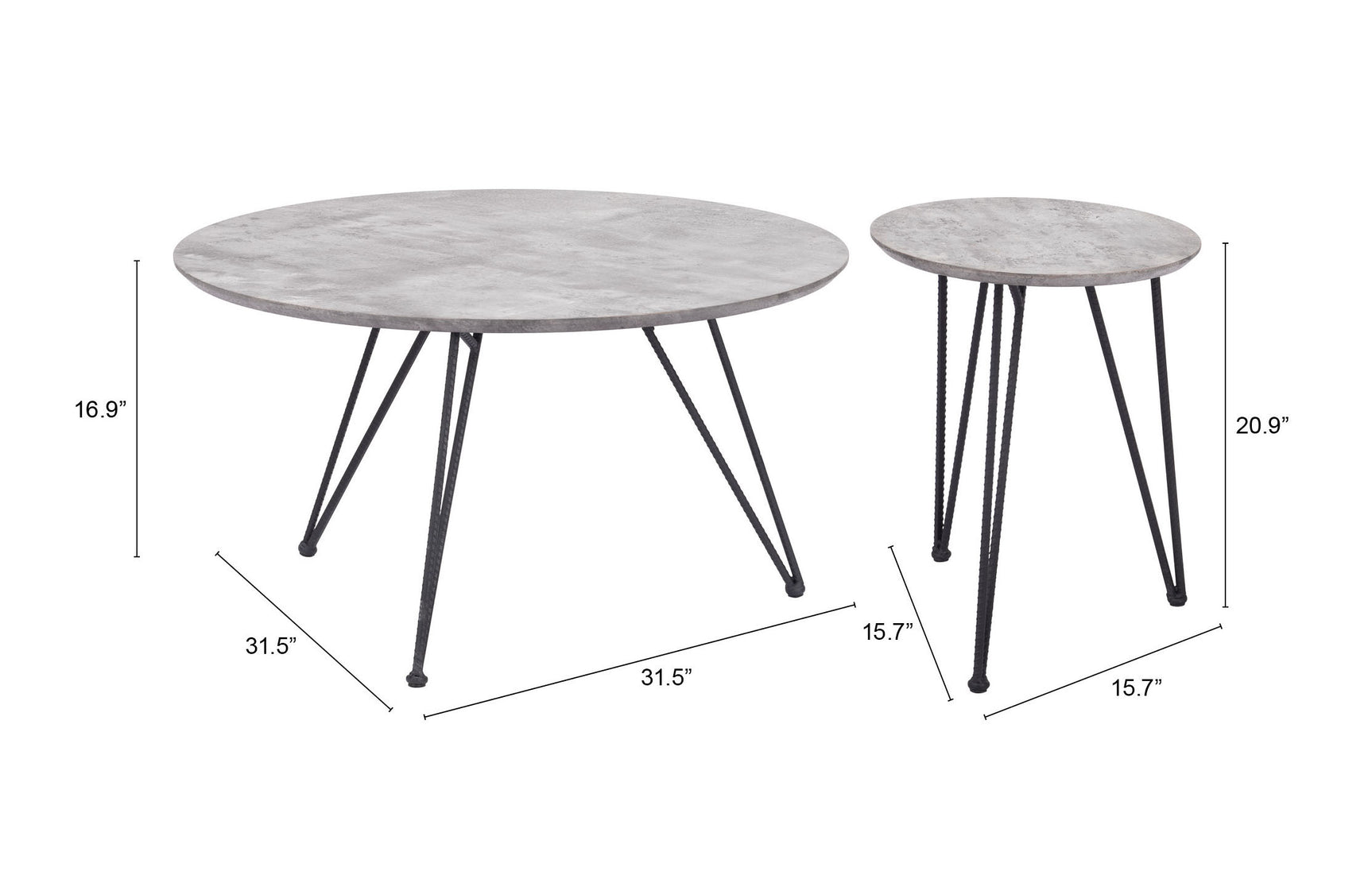 Kerris Gray & Black Coffee Table Set (2-Piece)