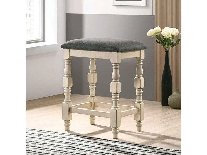 Plymouth Ivory/Dark Gray Stool (Set of 2) - Ornate Home