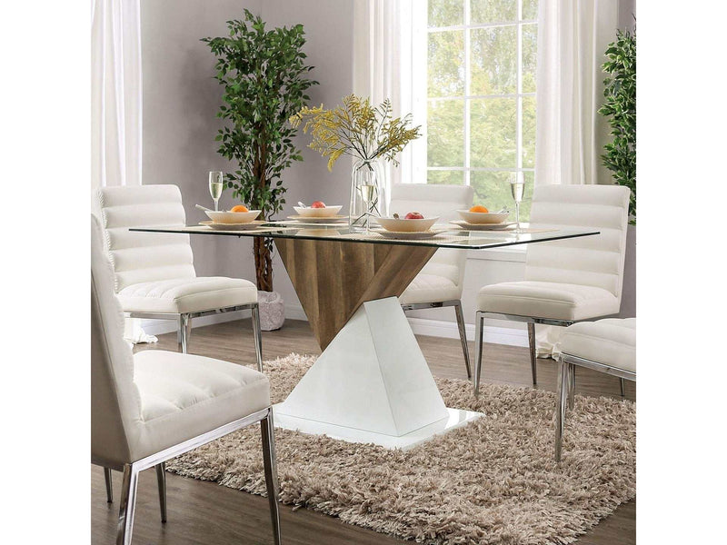 Bima Tempered Glass Top Rectangular Dining Table - Ornate Home
