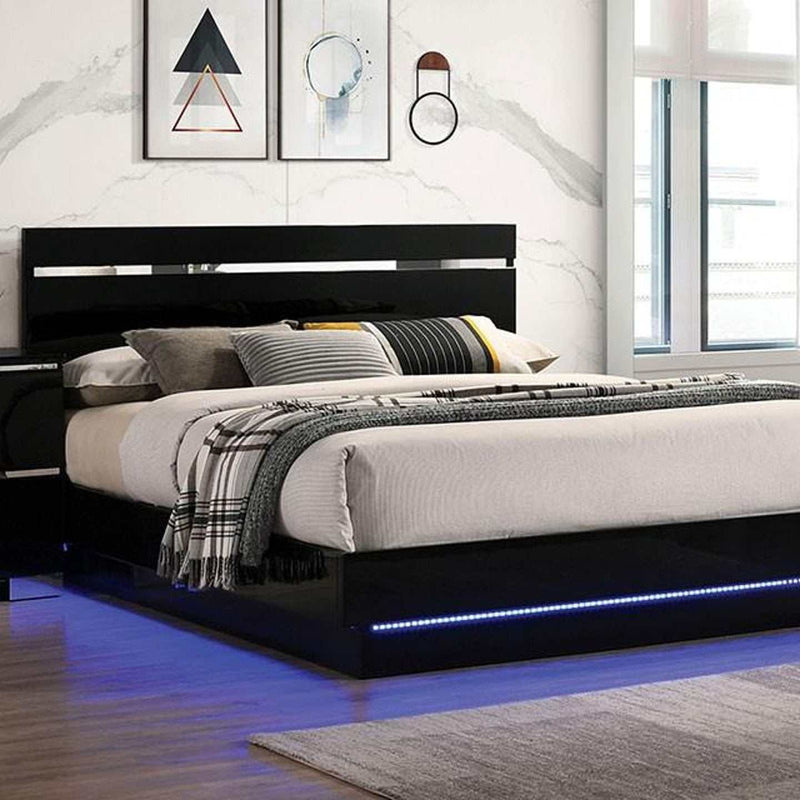 Erlach Black & Chrome 4pc Queen Bedroom Set - Ornate Home
