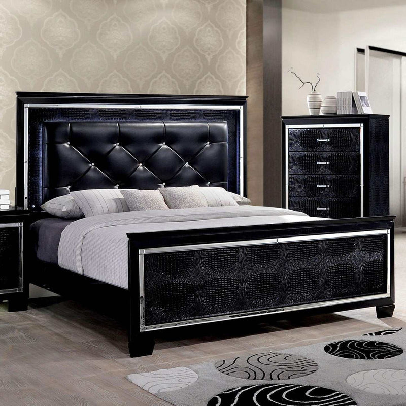 Bellanova Black 5pc Queen Bedroom Set w/ 2 Nightstands - Ornate Home
