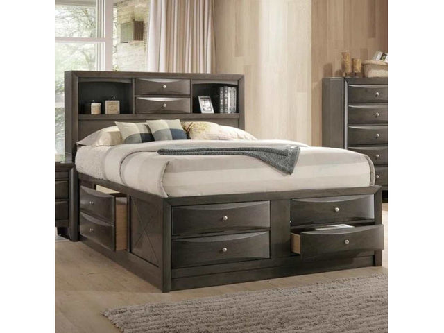 Emily Gray Queen Storage Platform Bed - Ornate Home