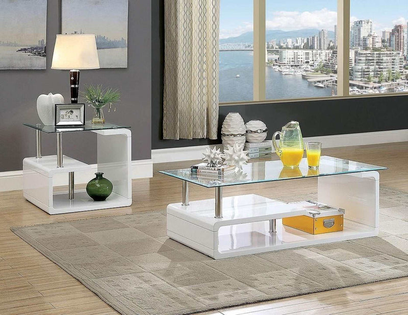 Torkel White/Chrome End Table - Ornate Home