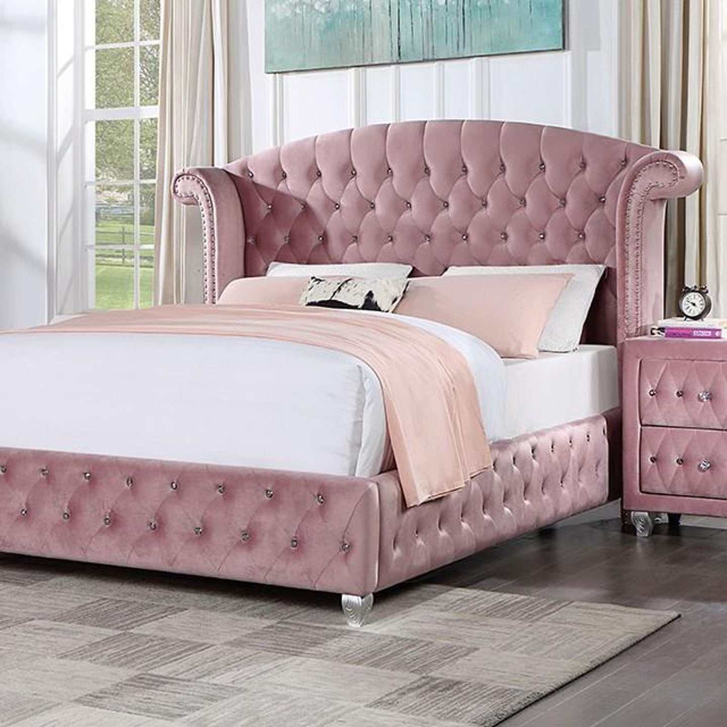 Zohar Pink 4pc Full Bedroom Set - Ornate Home