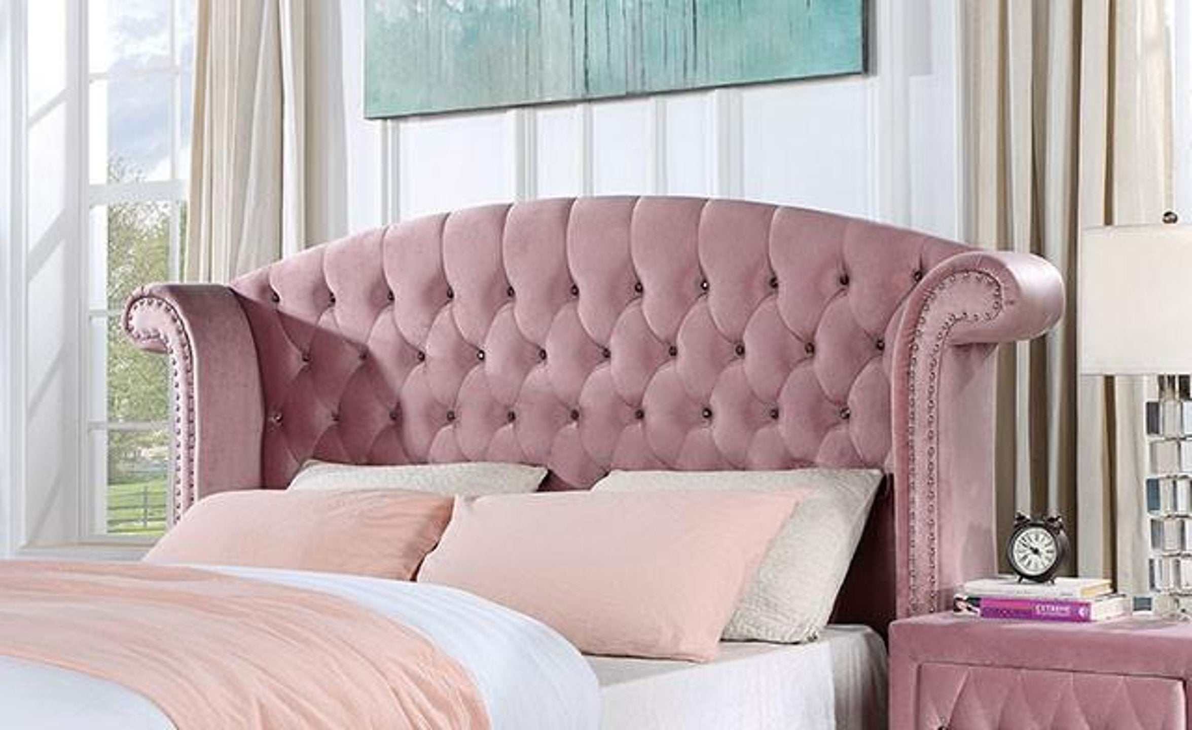 Zohar Pink Queen Bed - Ornate Home