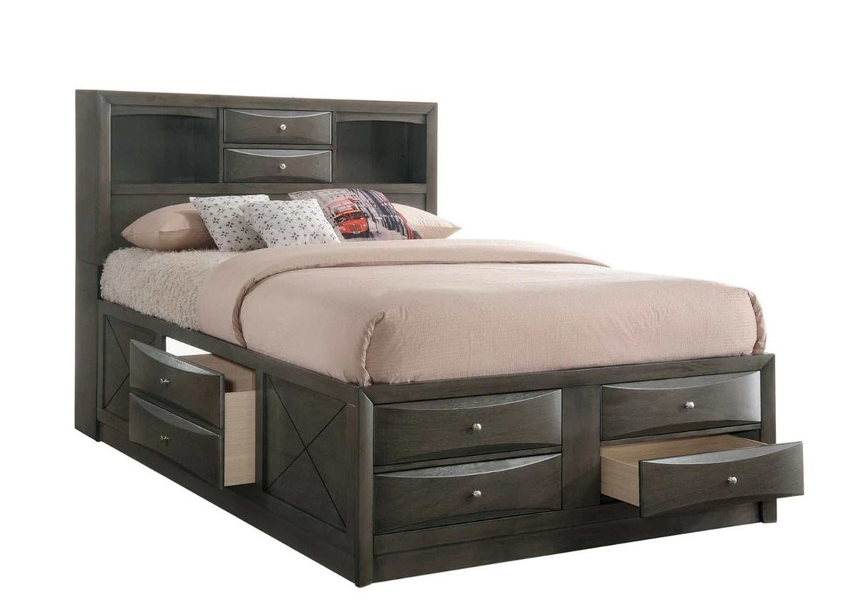 Emily Gray King Storage Platform Bed - Ornate Home