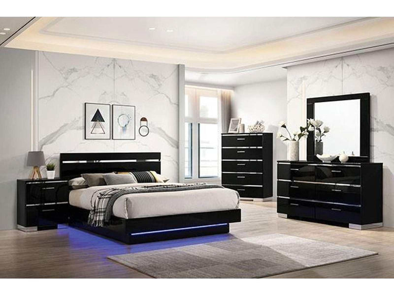 Erlach Black & Chrome 4pc Queen Bedroom Set - Ornate Home