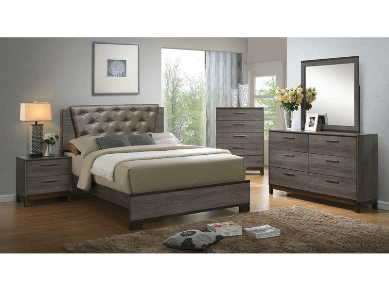 Manvel Two-Tone Antique Gray 5pc Queen Bedroom Set w/ 2 Nightstand - Ornate Home
