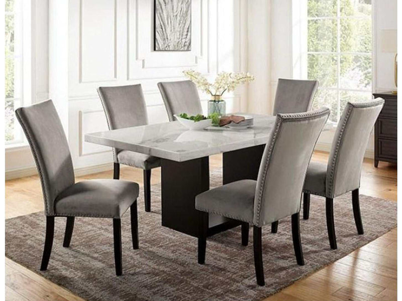 Kian White/Black 7pc Dining Room Set - Ornate Home