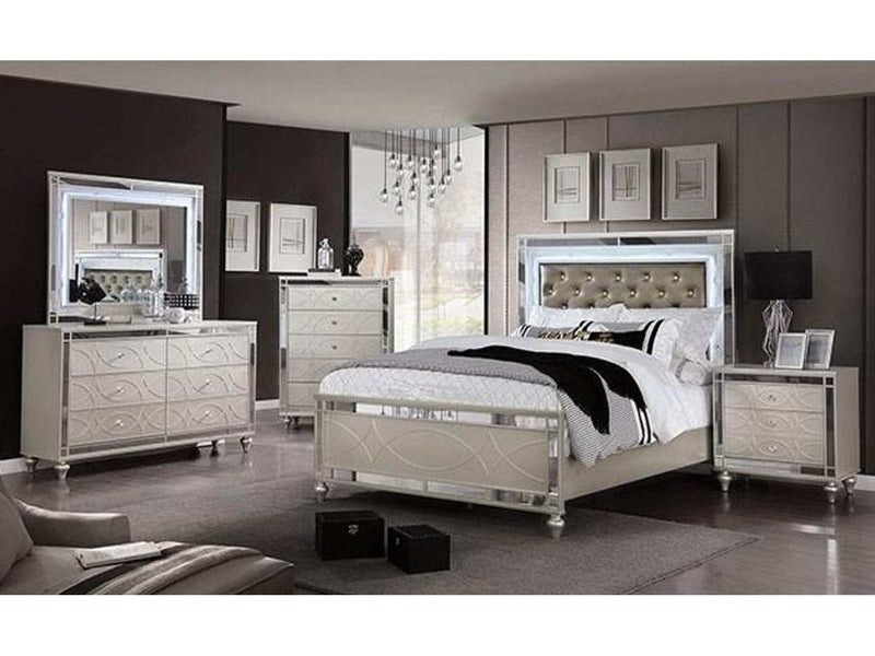 Manar Silver 5pc Queen Bedroom Set - Ornate Home