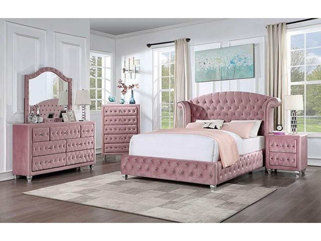 Zohar Pink 4pc Full Bedroom Set - Ornate Home