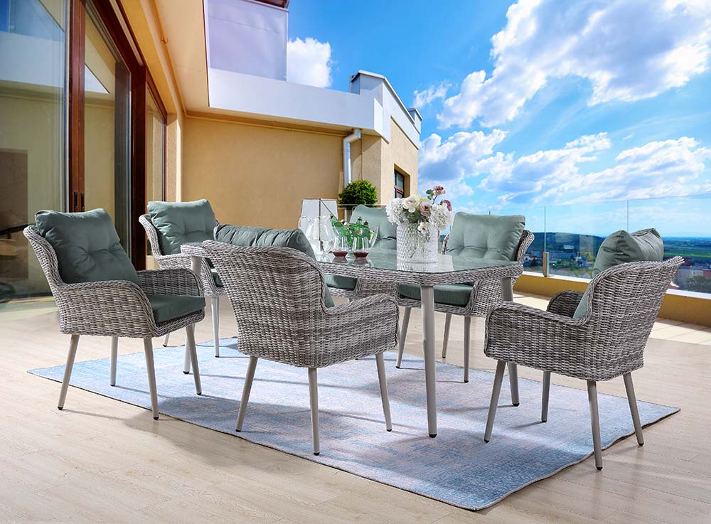 Jenneva Night Green/Gray 7PC Patio Dining Set