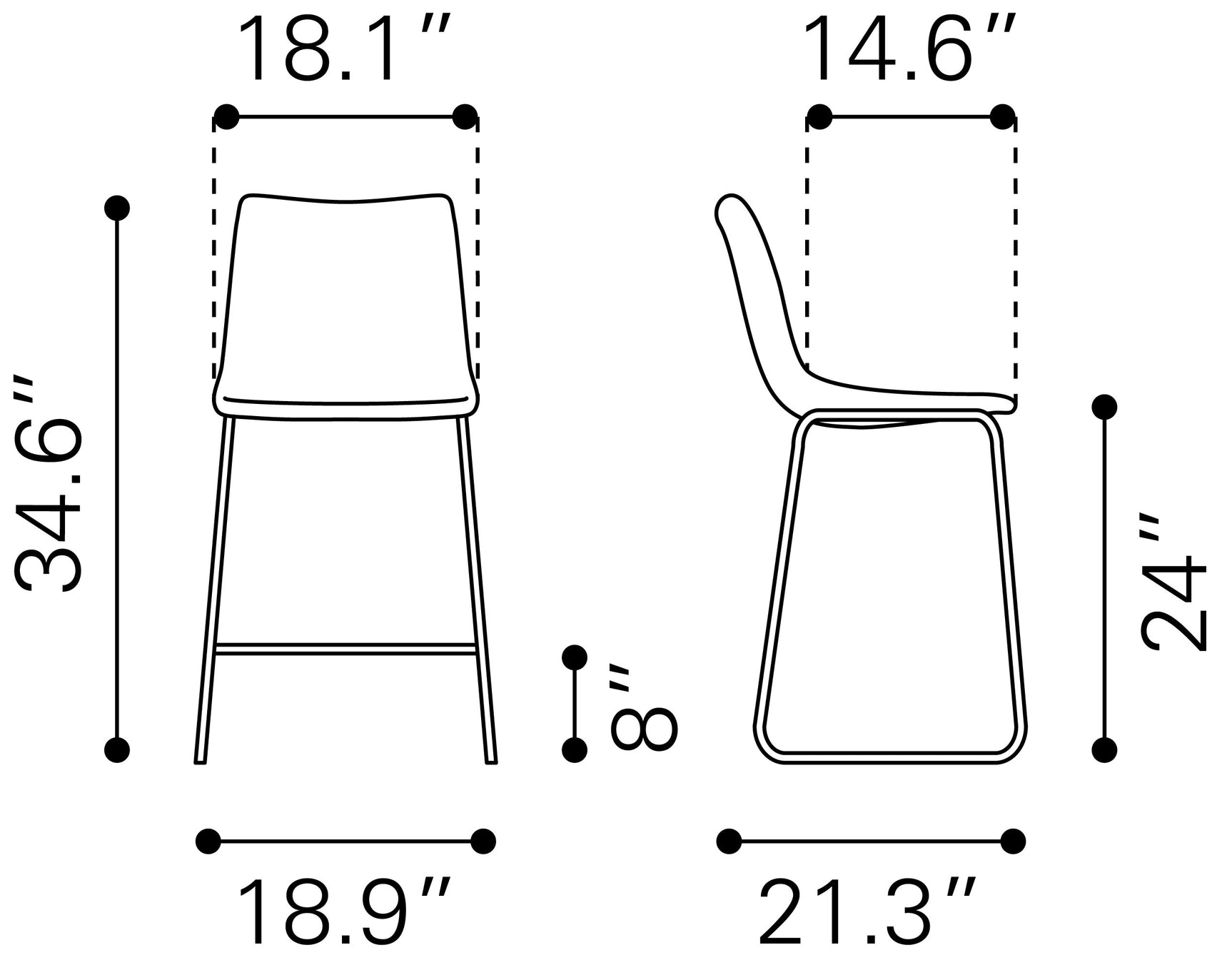 Smart Black Counter Stool (Set of 2)