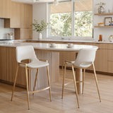 Desi White & Gold Counter Stool (Set of 2)