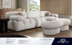 Paloma Cream Velvet Reversible 4-Pc Sectional - Ornate Home