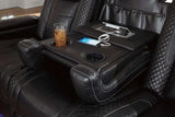 Party Time Midnight Power Reclining Sofa w/LED & Drop Down Table - Ornate Home