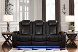 Party Time Midnight Power Reclining Sofa w/LED & Drop Down Table - Ornate Home