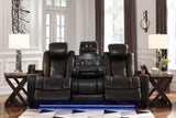 Party Time Midnight Power Reclining Sofa w/LED & Drop Down Table - Ornate Home