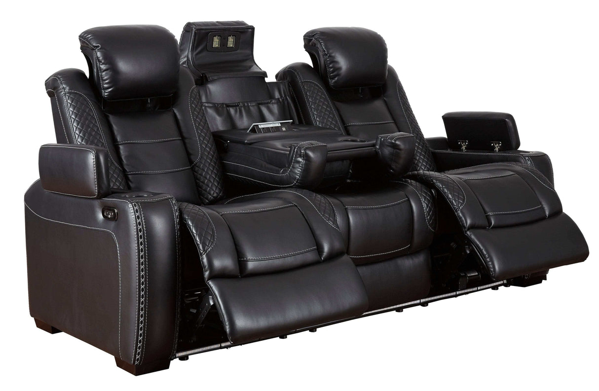 Party Time Midnight Power Reclining Sofa w/LED & Drop Down Table - Ornate Home