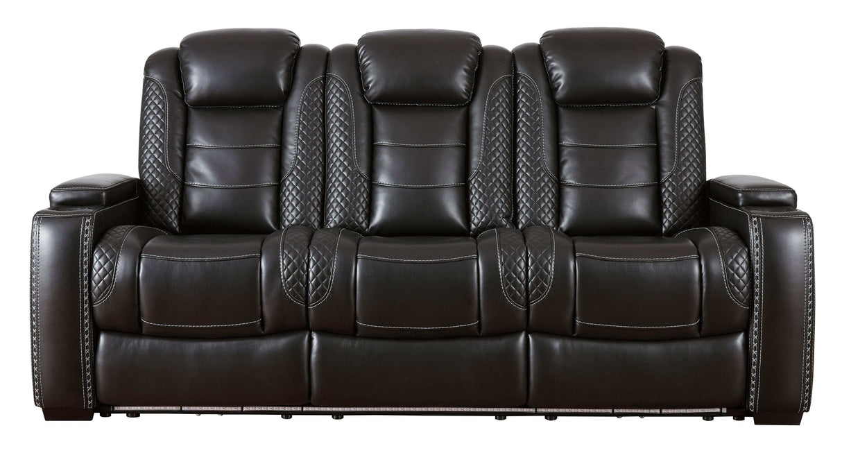 Party Time Midnight Power Reclining Sofa w/LED & Drop Down Table - Ornate Home