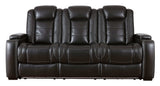 Party Time Midnight Power Reclining Sofa w/LED & Drop Down Table - Ornate Home