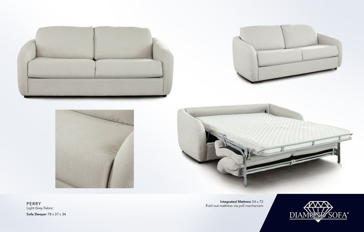 Perry Light Grey Fabric Sleeper Sofa - Ornate Home