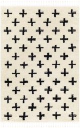Anda Black on White Moroccan Plush Rug - Clearance