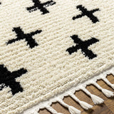 Anda Black on White Moroccan Plush Rug - Clearance