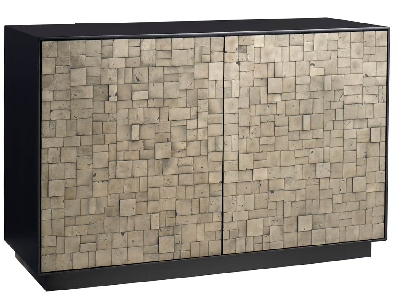 Cosmo Matte Black 48" Wide Two-Door Chest With Pyrite Texture