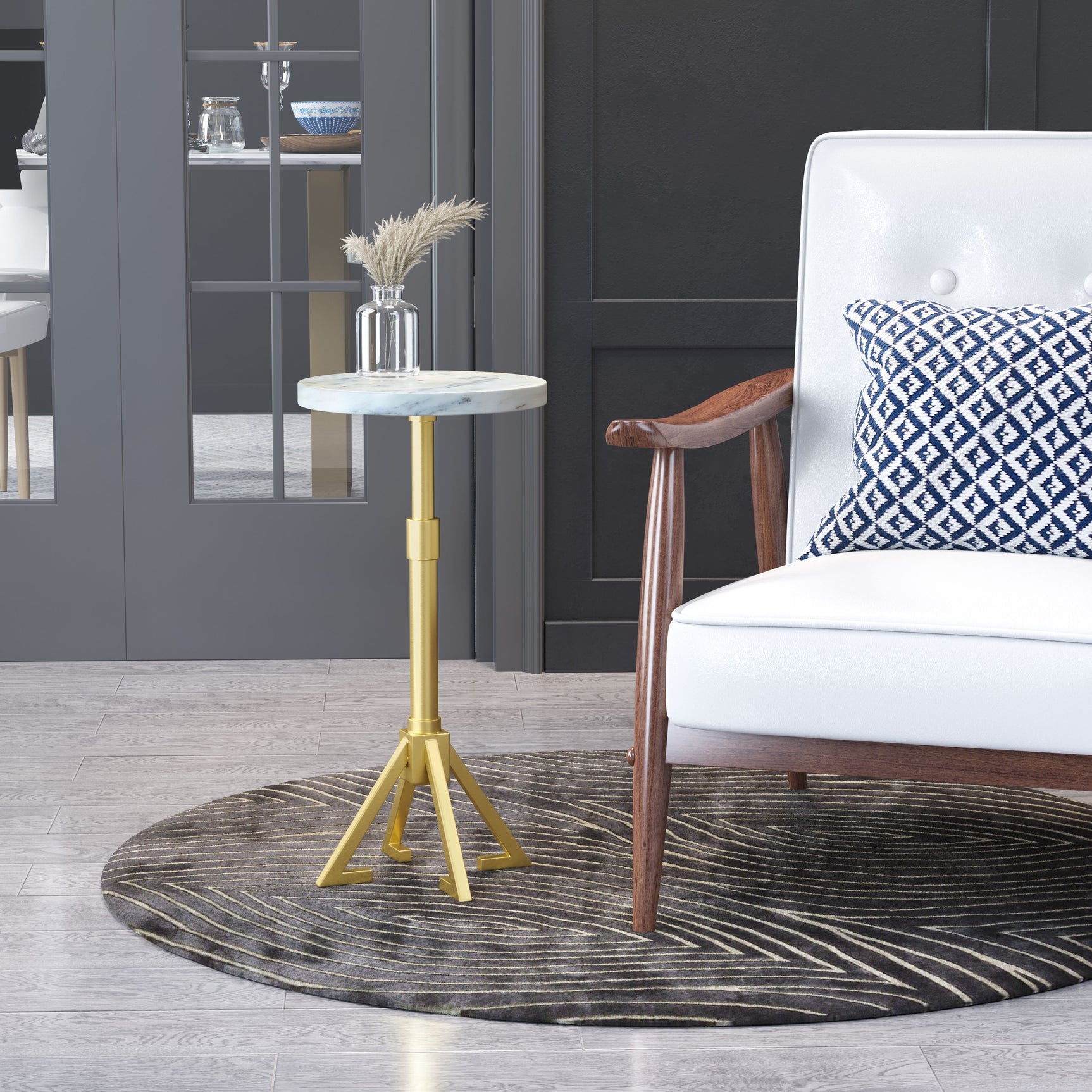 Maurice White & Gold Side Table