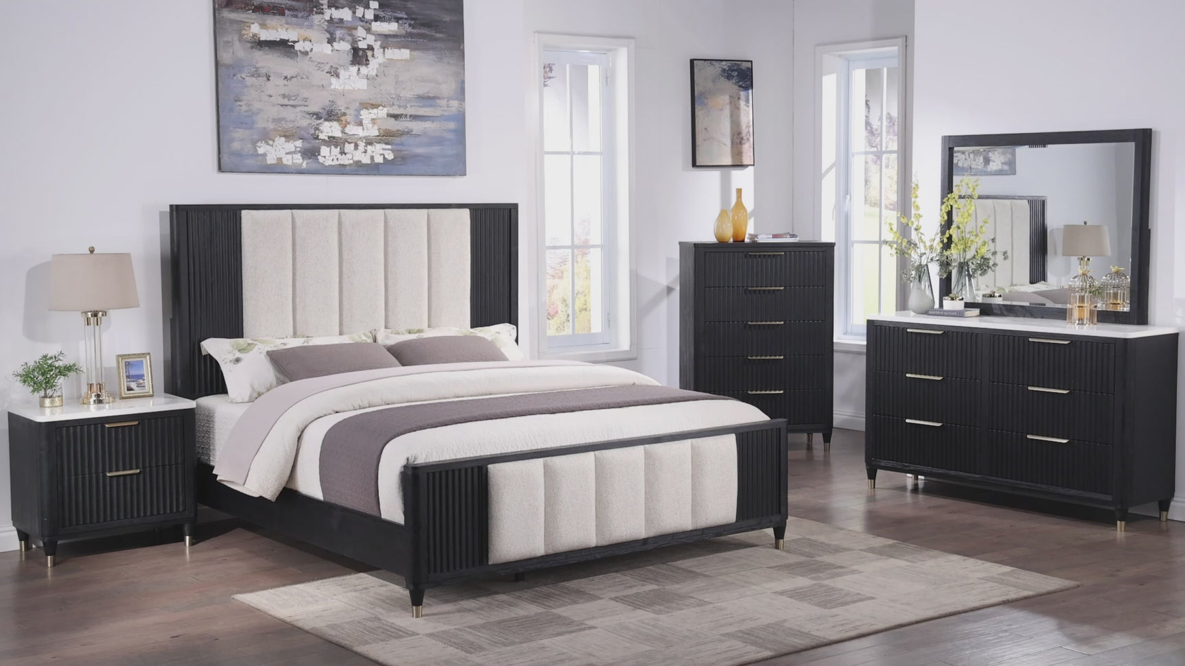 Kara Black Queen Panel Bed