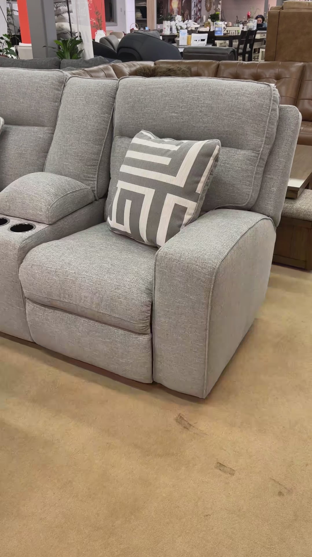 Biscoe Pewter Power Reclining Loveseat w/ Console